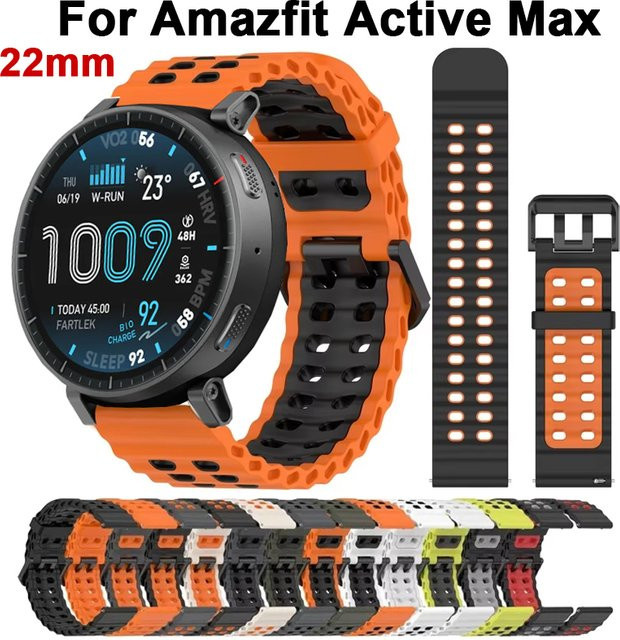 Amazfit Uhrenarmband Silikon, 22 mm, Schwarz - Bild 1
