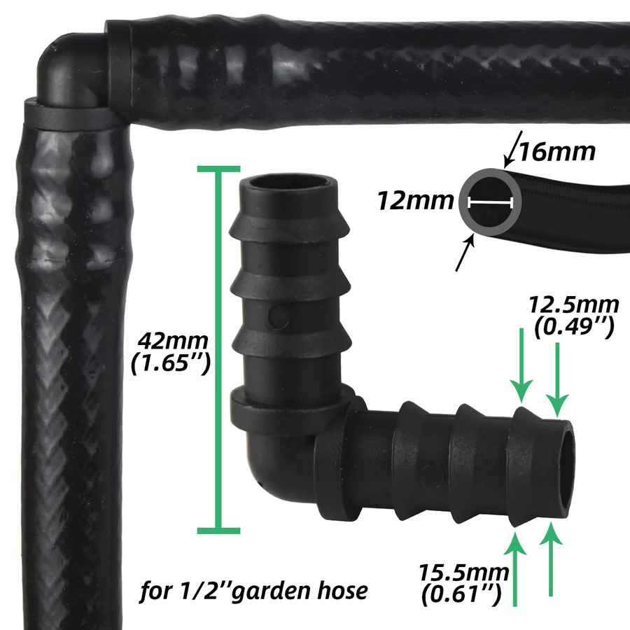 KESLA Gartenbewässerungsschlauch Reparaturset mit 30 bis 41 Teilen in Schwarz, 1/2 Zoll Anschlüsse und Tropfbewässerungs-Zubehör für 16-mm-Schläuche - Bild 4