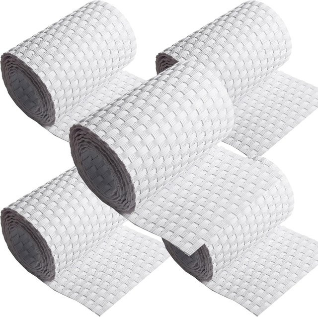 NYVI Polyrattan Sichtschutzstreifen Privafence für Doppelstabmatten Zaun, Weiß, 5 Rollen, B: 255 cm, H: 19 cm - Bild 2