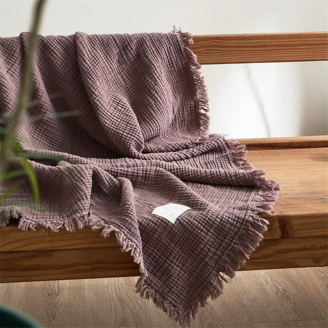Maillard Baumwolldecke aus Musselin in Grün, vierlagige Gaze-Sofadecke mit Quasten und Reversibler AB-Seite im Boho-Stil, B/B: 170 x 130 cm - Bild 1