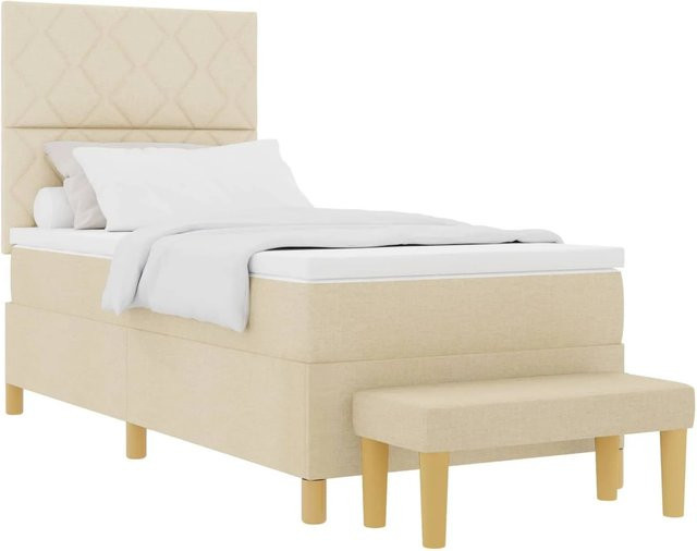 vidaXL Boxspringbett mit Matratze in Beige aus Stoff, B/T: 100 x 200 cm - Bild 1