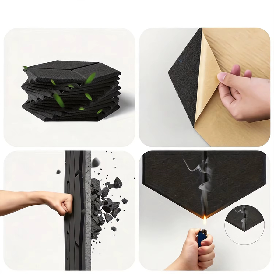 Y-Lined Schallabsorbierende Schaumstoffplatten, 12 Stück selbstklebende Akustikplatten aus Polystyrol zur Geräuschunterdrückung für dein Heimstudio und Büro - Bild 4