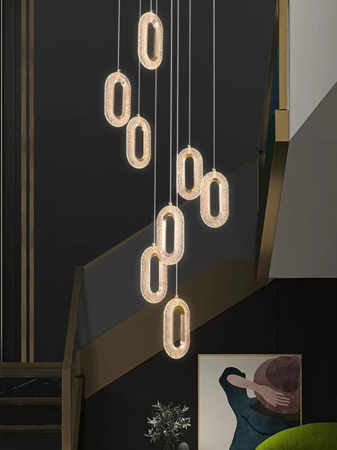 Wohnkultur Runway Form Luxus LED Pendelleuchte mit Acryl-Lampenschirm in Gelb und Gold - Bild 4