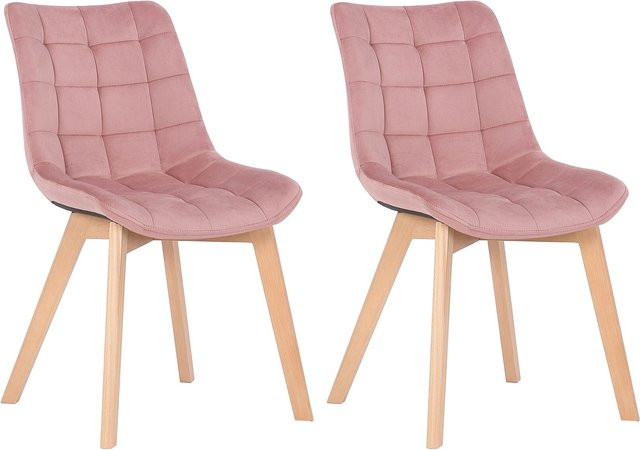 CLP 2er-Set Esszimmerstühle Passaic aus Samt, modern und ergonomisch gepolstert mit Steppung - Bild 1