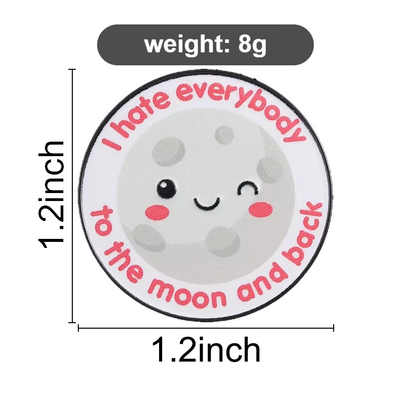 Anstecknadel Emaille, I Hate Everybody To The Moon And Back, Cartoon-Brosche - Bild 2