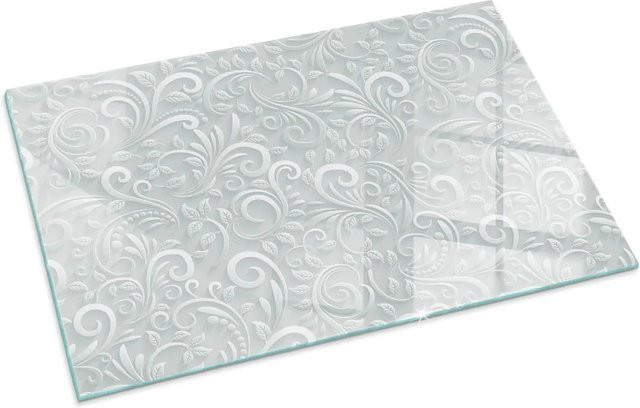 Tulup Glasplatte für Kaminöfen mit Pflanzenmuster in Grau, B: 100 cm, H: 70 cm - Bild 1
