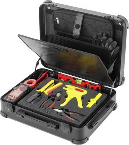 Cimco CIMPACK Solar 173020 Elektriker Werkzeugrucksack, 14-teilig bestückt, Schwarz, L x B x H: 52,5 x 20,5 x 42,0 cm - Bild 1