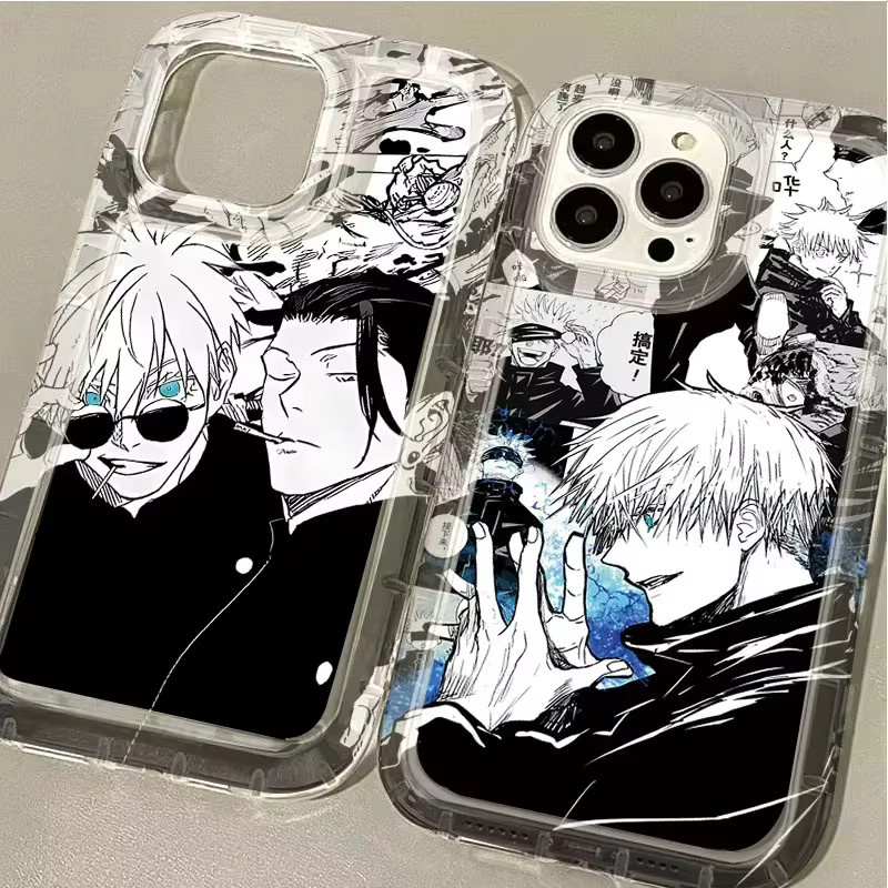 Etmakit Anime Jujutsu Line Handyhülle für iPhone 15 14 13 12 11 Pro Max X XR XS 7 8 Plus SE Transparent Gojo Satoru - Bild 1