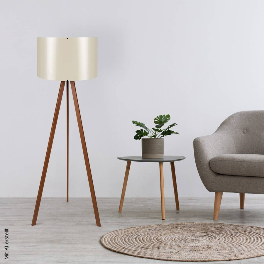 Opviq Stehlampe in Braun und Beige aus PVC und Holz mit E27 Fassung, B/T/H: 38 x 38 x 140 cm - Bild 2