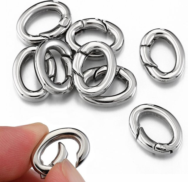 MOONMADE Karabiner Federverschluss, ovaler Ring, Edelstahl - Bild 1