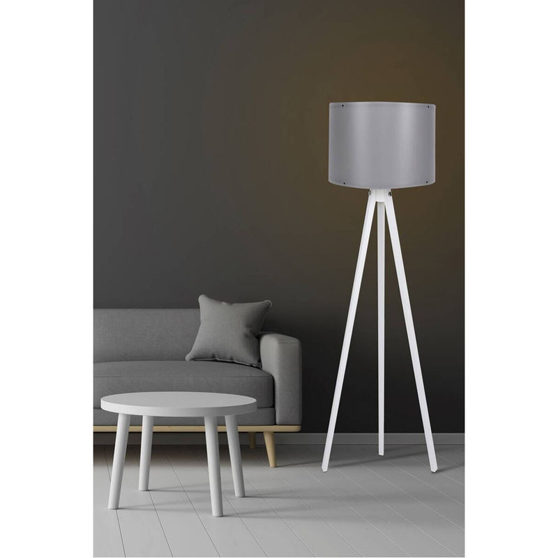 Opviq Stehlampe in Grau und Weiß aus MDF und Polypropylen, B/T/H: 38 x 38 x 145 cm, E27 Fassung - Bild 3