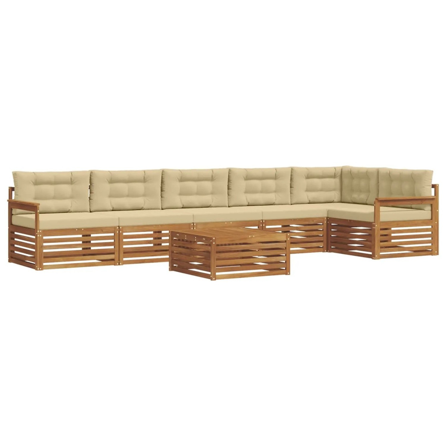 vidaXL Outdoor-Sofagarnitur 7-teilig aus Akazienholz mit Kissen in Natur und Beige - Bild 2