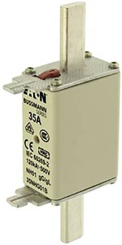 Eaton NH-Sicherung 35NHG01B mit mechanischer Sicherungsanzeige, Größe 1, 35A, 500V, 3 Stück, Weiß - Bild 1
