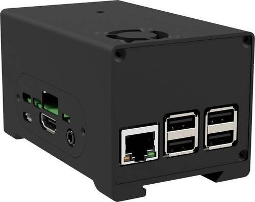 Joy-it Aluminiumgehäuse für Raspberry Pi und StromPi 3 in Schwarz mit Batteriefach, abnehmbarer GPIO Abdeckung sowie aktivem und passivem Kühler - Bild 1