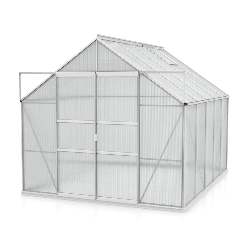 Vitavia Gewächshaus Mars 8300 aus eloxiertem Aluminium in Silber mit Polycarbonat-Verglasung und Doppelschiebetür, Fläche: 8,3 m², B/T/H: 321 x 257 x 230 cm - Bild 2