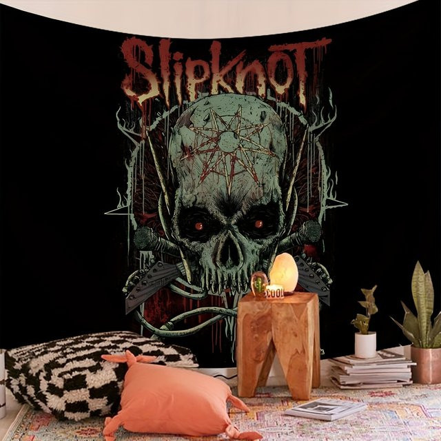VIKAMA Wandteppich Slipknot Metall Rock Totenkopf Design, Mehrfarbig, Breite: 60 cm, Höhe: 40 cm - Bild 1