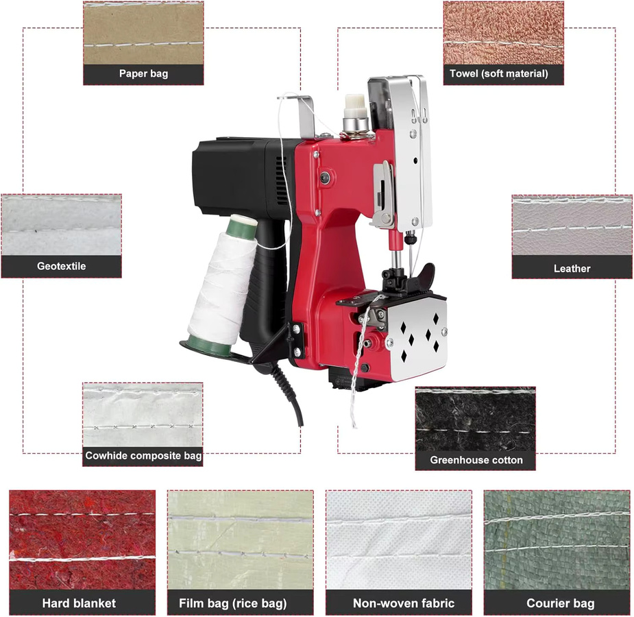 DWiusty Tragbare Elektrische Versiegelungsmaschine für gewebte Taschen in Rot und Metall, Industrielle Schaukel-Versiegelung für Haushalt und DIY, 220 V - Bild 3