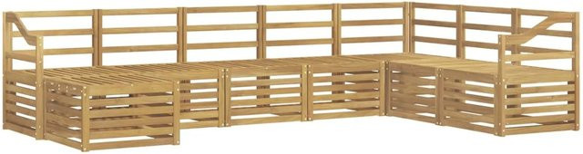 vidaXL Outdoor-Sofagarnitur 8-teilig aus Akazienholz in Weiß, L-Form mit Polstern, B/T/H: 304 x 185,5 x 73 cm - Bild 1
