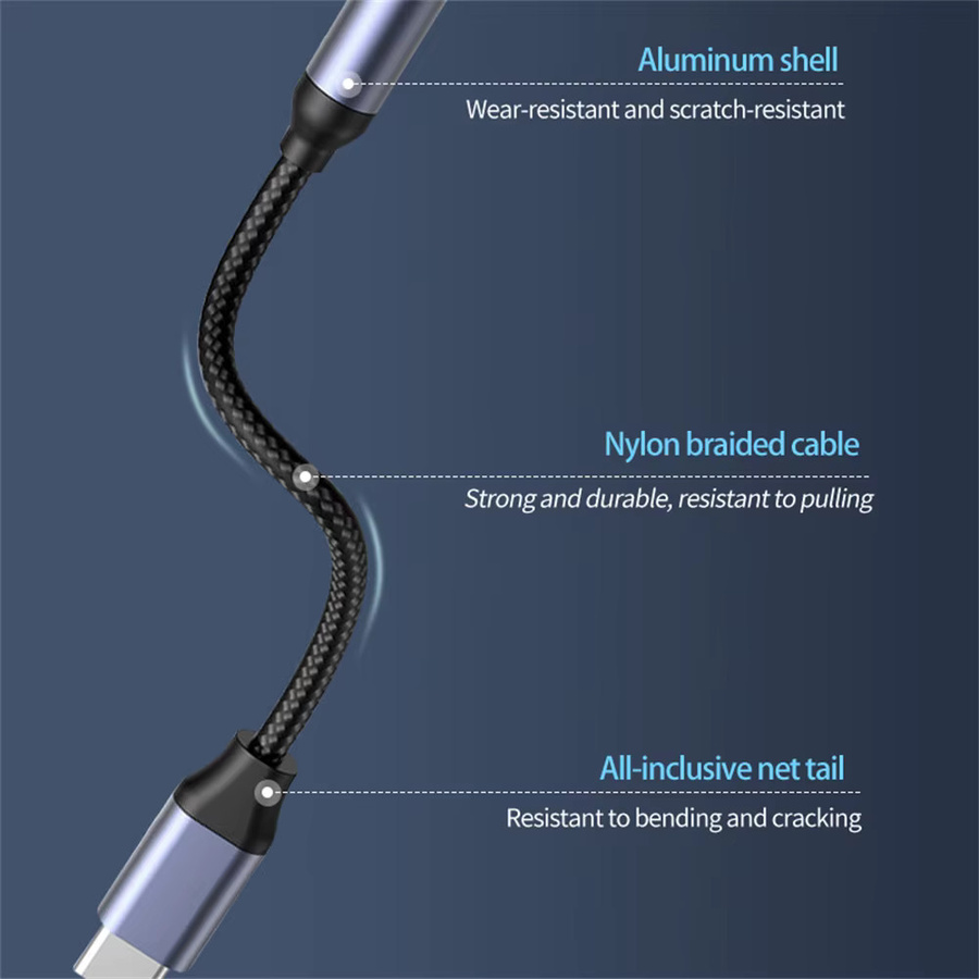 USB-C auf 3,5 mm Klinkenadapter Aux-Audiokabel in Grau für Samsung Galaxy, Huawei, Xiaomi, iPad Pro und iPhone - Bild 2