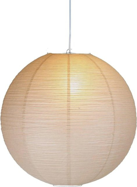 PR Home Haru Pendelleuchte aus Reispapier und Stahl in Beige, Durchmesser: 50 cm - Bild 1