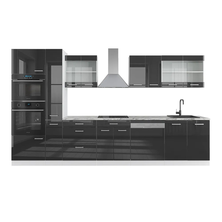 Vicco Küchenzeile R-Line Einbauküche in Weiß und Anthrazit mit Marmor Arbeitsplatte Hochglanz Breite: 350 cm - Bild 3
