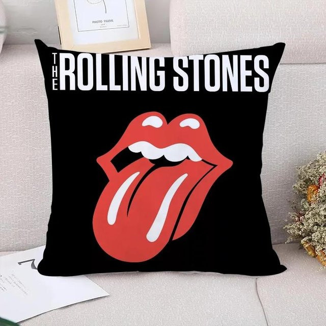 Paar dekorative Kissenbezüge Rolling Stones in Elfenbein, B/H: 40 x 40 cm - Bild 1