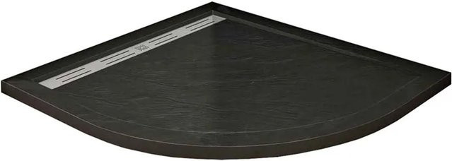 Duschparadies Duschwanne in Schwarz mit Stein-Effekt als Viertelkreis-Runddusche aus Mineralguss, B/T/H: 80 x 80 x 3 cm - Bild 1