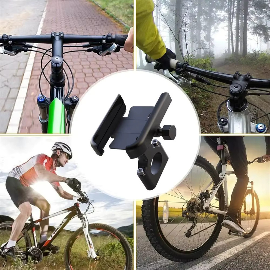 Verstellbarer Fahrrad Telefonhalter aus Aluminiumlegierung mit 360 Grad Rotation für GPS-Navigation, Schwarz - Bild 6