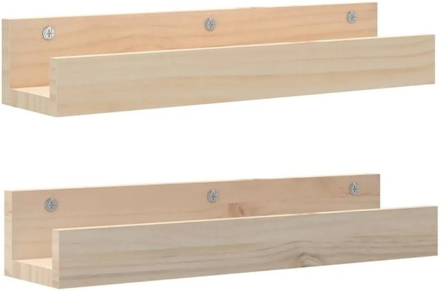vidaXL Wandregale aus Kiefernholz im 2er-Set, braun, B/T/H: 50 x 12 x 9 cm - Bild 1