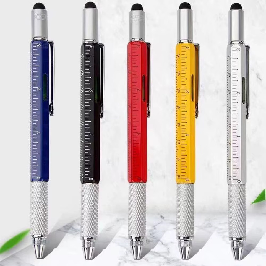 ZOUGOUGO 7-in-1 Multifunktionsstift aus Metall mit Touchscreen-Eingabestift, Kugelschreiber, Schraubendreher, Lineal und Nivelliergerät - Bild 4