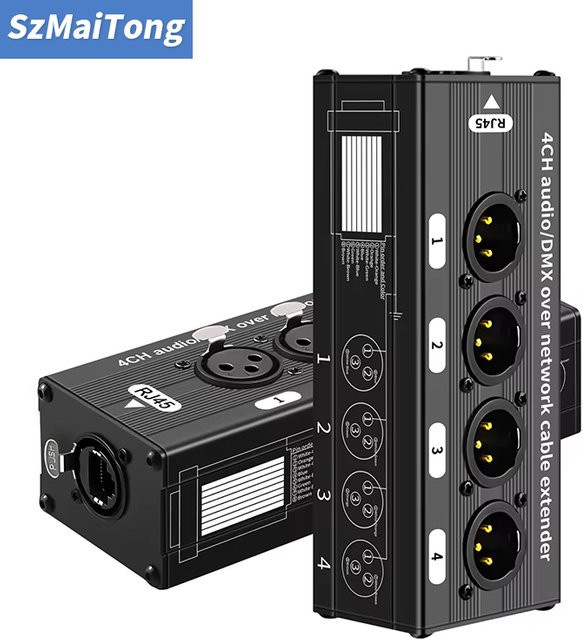 TITAK 4-Kanal XLR zu RJ45 Extender über Cat5/Cat6 Adapter in Schwarz - Bild 1