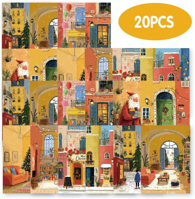 20 Stück PET-Aufkleber-Set von etori life mit niedlichem Hausmuster und Weihnachtsthema in Multicolour für Laptops, Handyhüllen und Kinder - Bild 1