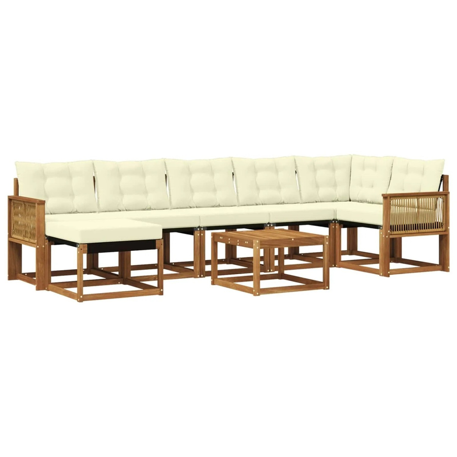 vidaXL Outdoor-Sofagarnitur L-Form aus Akazienholz mit 8 Kissen in Braun und Beige - Bild 2