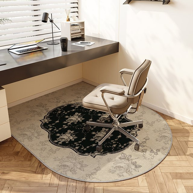 VIKAMA Computer-Stuhlmatte in floralem Design, runder Teppich für Drehstühle und Gaming-Stühle im Home Office oder Schlafzimmer, Durchmesser: 60 cm - Bild 1