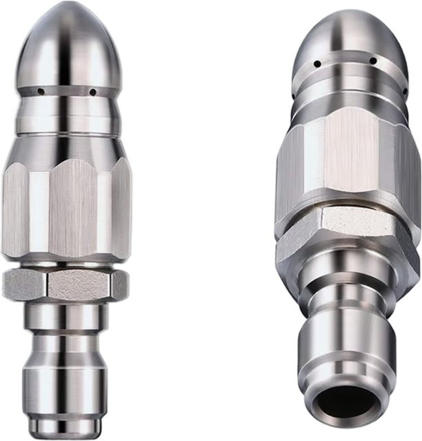 VIBRATITE Abwasserrohrstrahldüse aus Edelstahl mit Multi-Jet-Design und Schnellanschluss in Silber - Bild 1