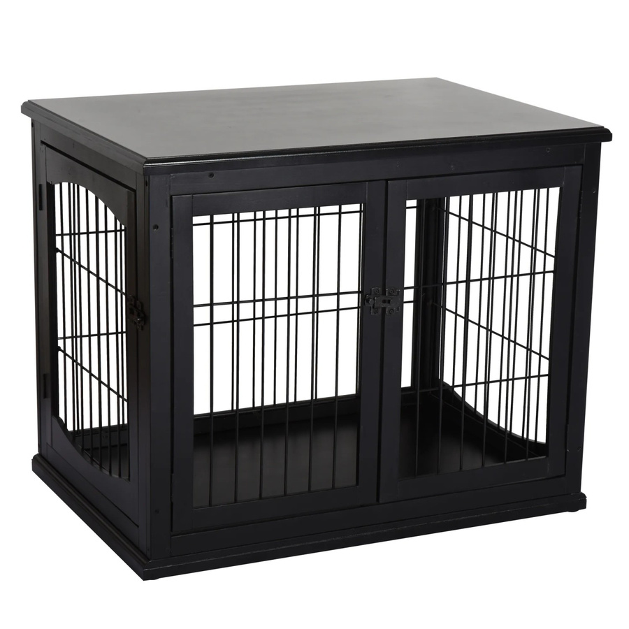 PawHut Hundekäfig in Schwarz aus MDF und Metall, B/T/H: 81 x 58,5 x 66 cm - Bild 2