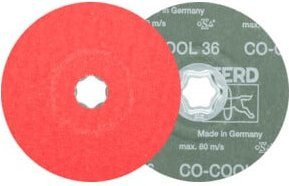 PFERD TOOLS COMBICLICK Keramikkorn Fiberscheibe CO-COOL36 in Rot für Edelstahl, Durchmesser: 125 mm - Bild 1