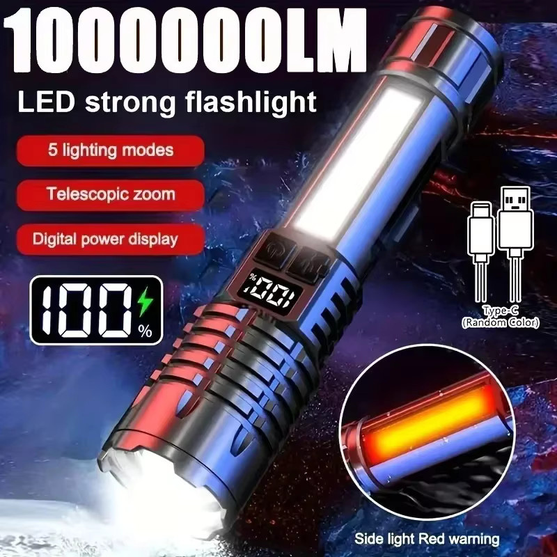 Heinast LED-Taschenlampe mit USB-Ladefunktion und Seitenlicht in Schwarz - Bild 4