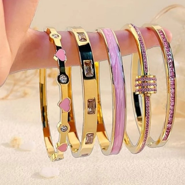 Yupsk Armband Edelstahl, rosa Zirkon, Unisex - Bild 1