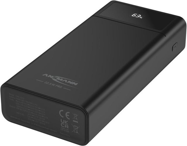 Ansmann Powerbank PB322PD 24000 mAh Schwarz mit USB-A, USB-C und Micro-USB Anschlüssen - Bild 1
