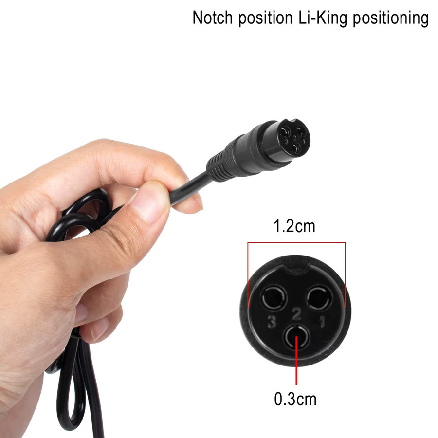 3-poliger Lithium-Elektrofahrzeug-Ladeanschluss Stecker Set in Schwarz für Elektroroller mit männlichem und weiblichem Luftfahrtkopf - Bild 3