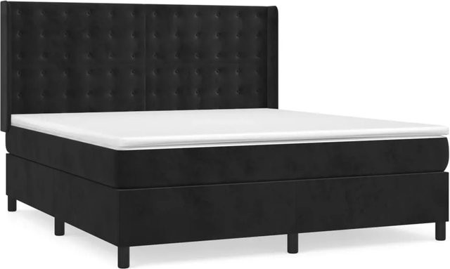 vidaXL Boxspringbett mit Matratze Schwarz Samt B/T/H: 180 x 200 x 128 cm - Bild 1