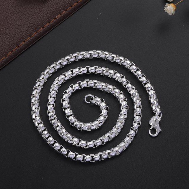 Wucifang Jewelry Halskette 925 Silber, Boxkette, 55 cm, Unisex - Bild 1