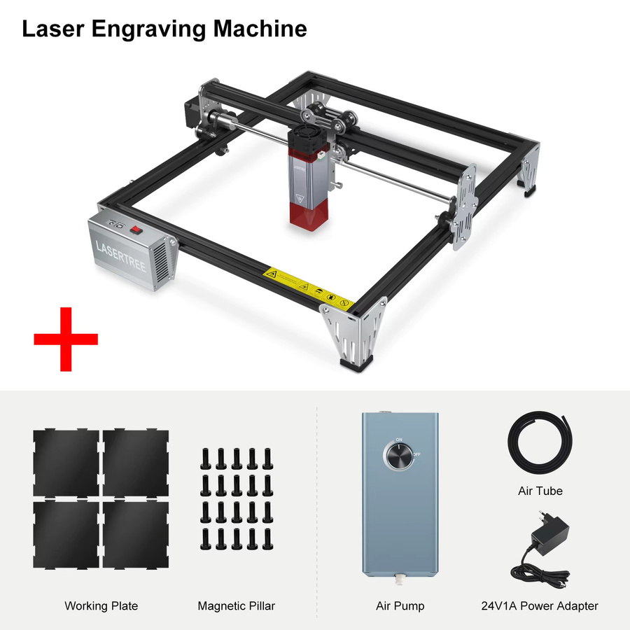 LASER TREE K1Mini Lasergraviergerät mit 10W Laserkopfmodul, 450nm Blaulicht, CNC Gravur- und Schneidemaschine für Holzbearbeitung, Schwarz und Blau - Bild 5