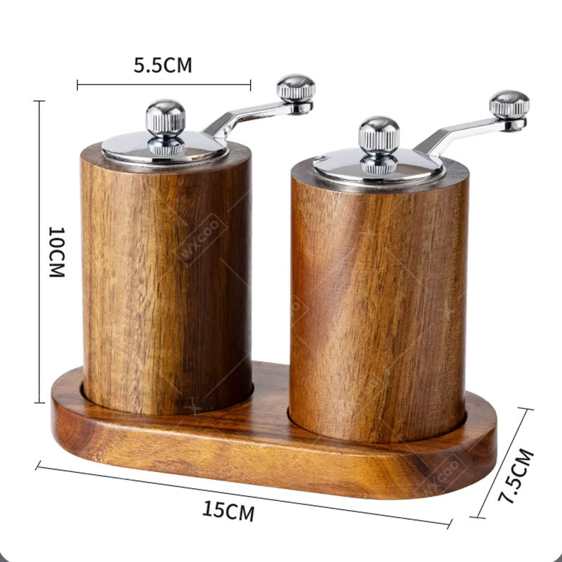 WXCOO Handgekurbelte Pfeffermühle aus Massivholz in Braun, Mehrzweck-Gewürzmühle für Küche und Haushalt - Bild 5