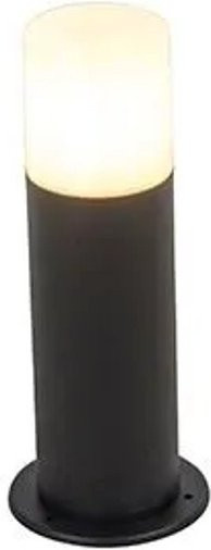 QAZQA Odense Stehende Außenlampe Schwarz mit weißem Opalschirm, IP44, moderne Gartenleuchte für Terrasse und Weg, Höhe: 30 cm - Bild 1