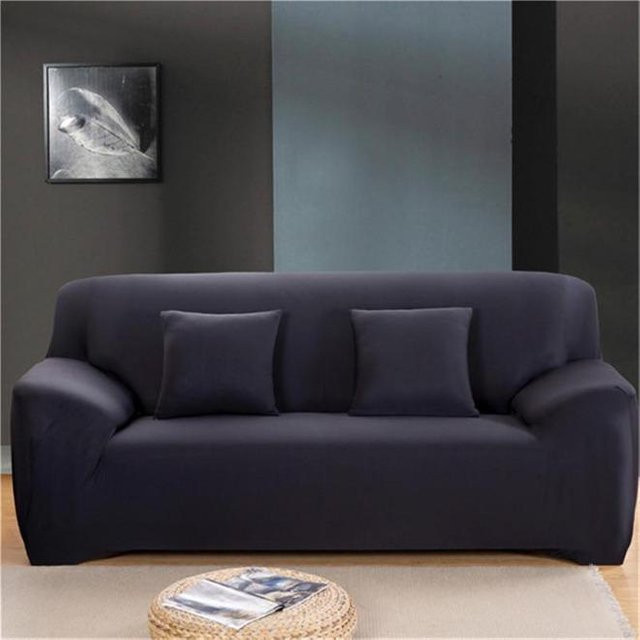 Elastischer Sofaüberwurf im nordischen Stil mit floralem Muster, schwarz, Breite: 90-140 cm - Bild 1