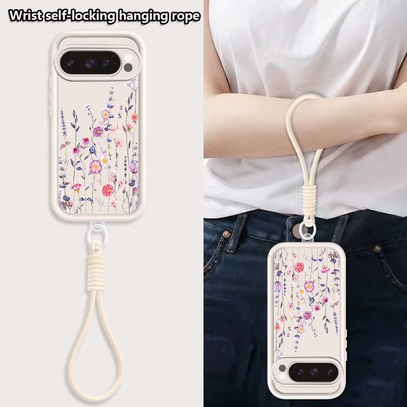 MOESOE Handyhülle mit Blumenmuster und Handgelenkschlaufe aus TPU-Silikon für Google Pixel 10 9 8 7 Pro XL und weitere Modelle, Multicolour - Bild 2