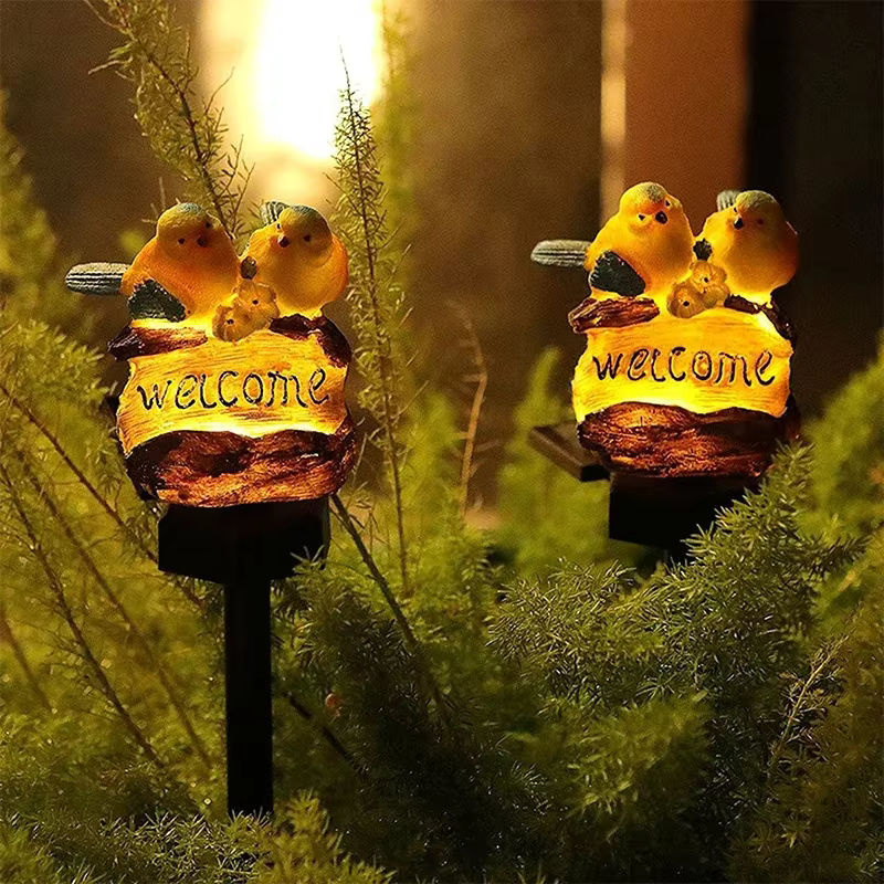 Wasserdichte Solar-Gartenleuchte im Vogel-Stil aus Harz mit warmweißem LED-Licht und Mehrfarben-Option für deine Garten- und Landschaftsdekoration - Bild 2