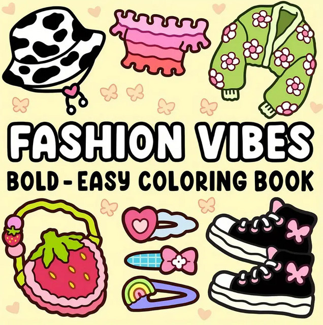 Fashion Vibes Malbuch für Erwachsene und Jugendliche mit 22 Seiten aus gemischtem Farbpapier in Gelb und Multicolour zur emotionalen Freisetzung und zum Stressabbau - Bild 1